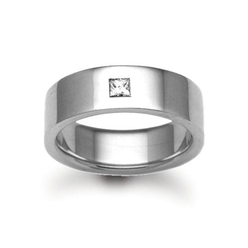 Platinum 3mm Natural Diamond 4pts Rubover set Wedding Ring