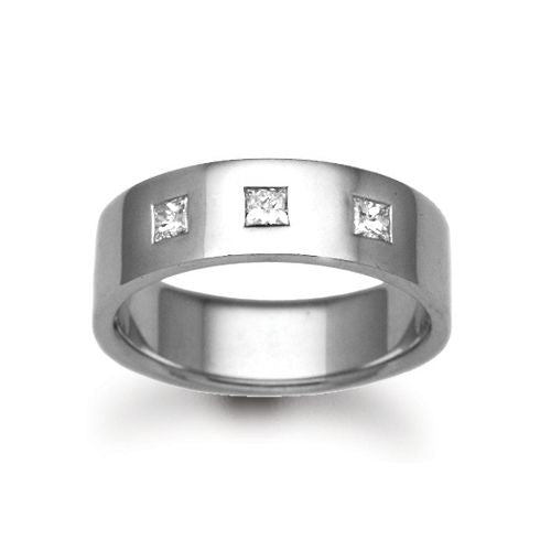 Platinum 3mm Natural Diamond 12pts Rubover set Wedding Ring