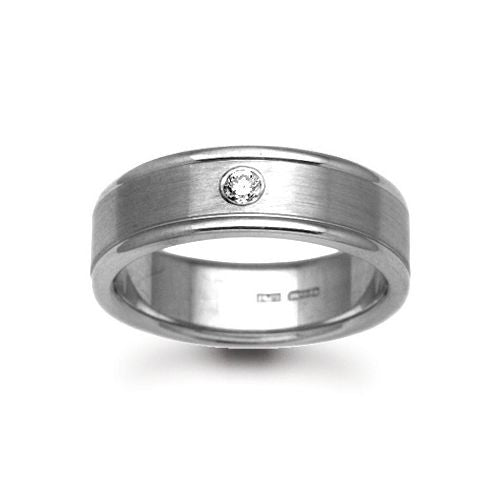 Platinum 5mm Natural Diamond 5pts Rubover set Wedding Ring