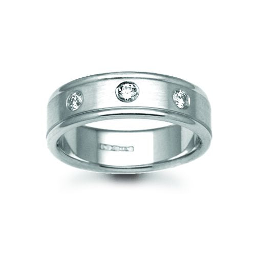 Platinum 5mm Natural Diamond 9pts Rubover set Wedding Ring