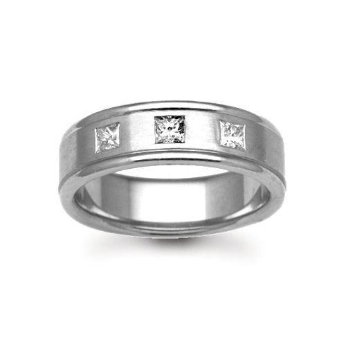 Platinum 7mm Natural Diamond 30pts Rubover set Wedding Ring