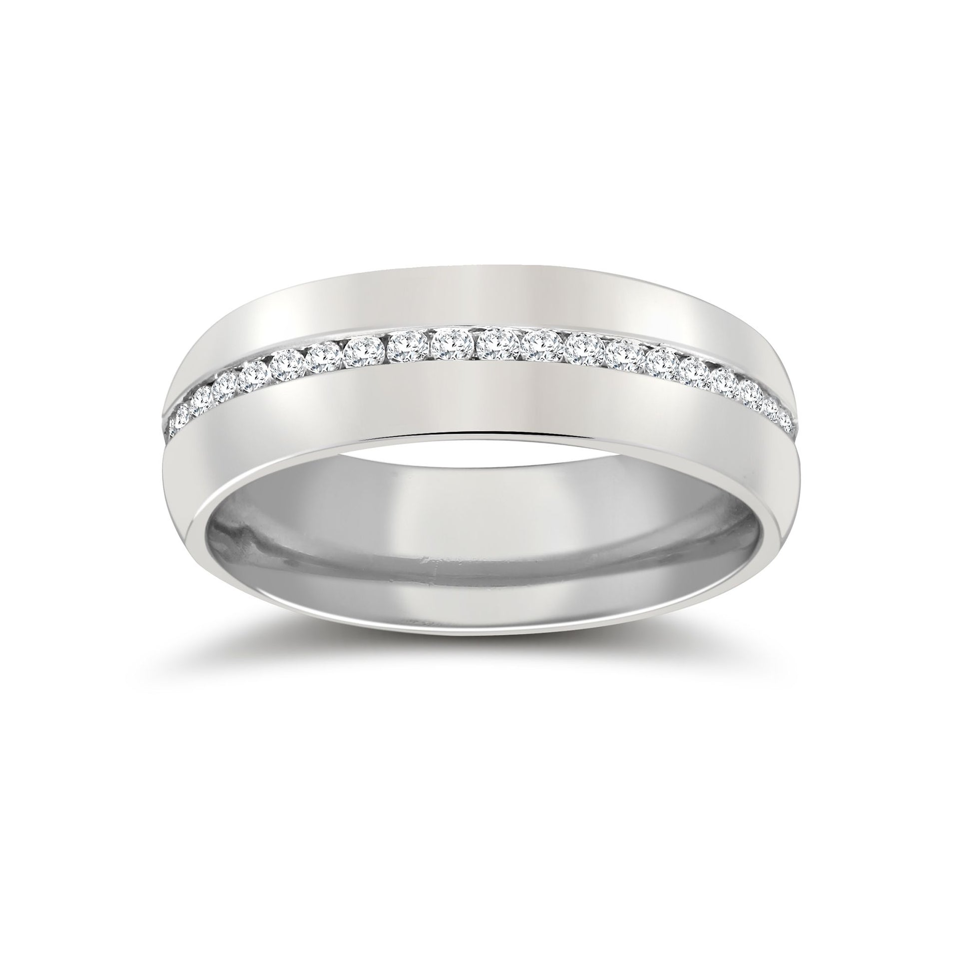 Platinum RBC Court Natural Diamond Wedding Band Fully Set - 6mm - 70pts