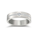 Platinum RBC Flat Court Natural Diamond Wedding Band Half Set - - 28pts