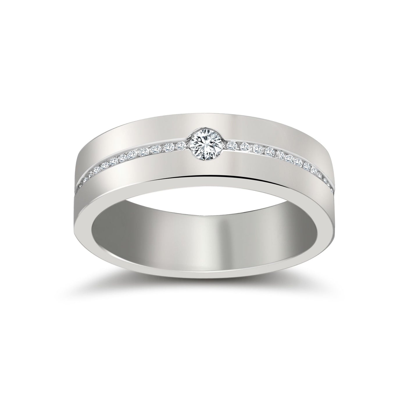 Platinum RBC Flat Court Natural Diamond Wedding Band Half Set - 6mm - 30pts