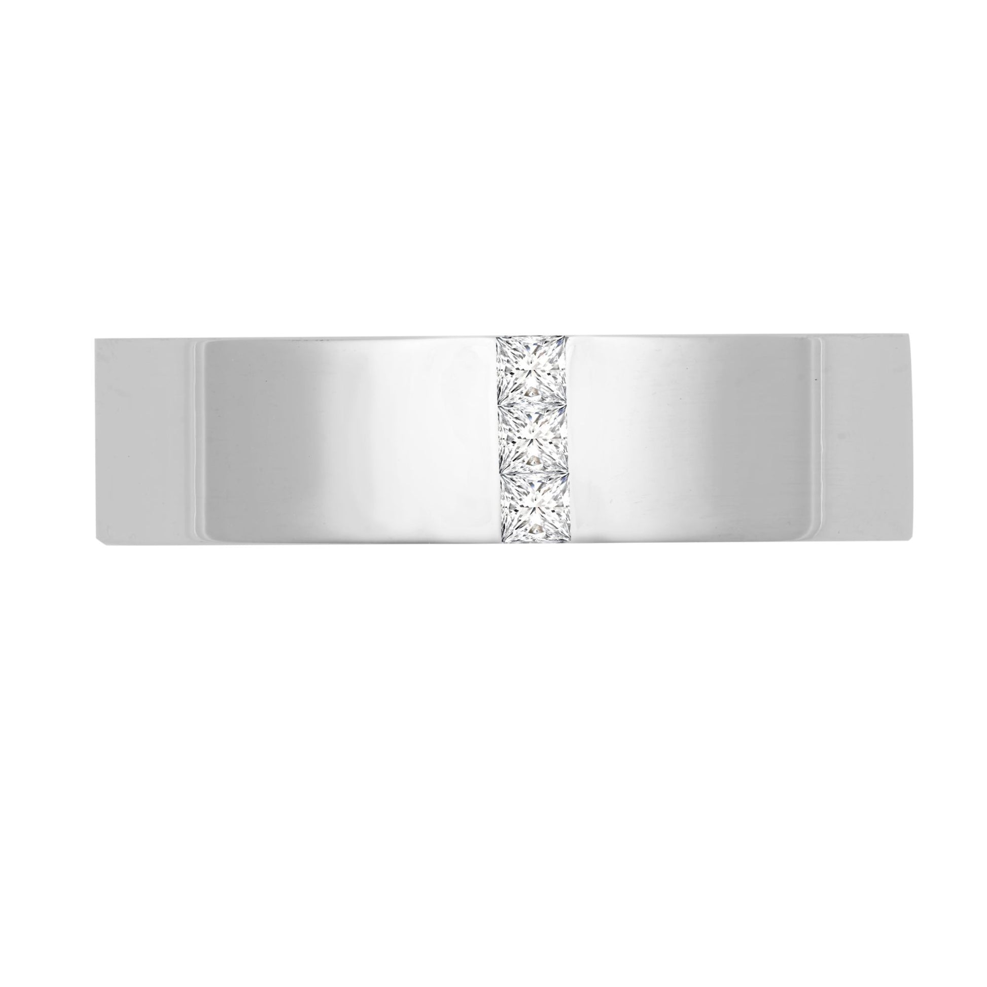 Platinum 6mm Natural Diamond 30pts Rubover set Wedding Ring