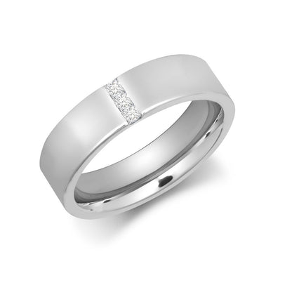 Platinum 4mm Natural Diamond 15pts Rubover set Wedding Ring