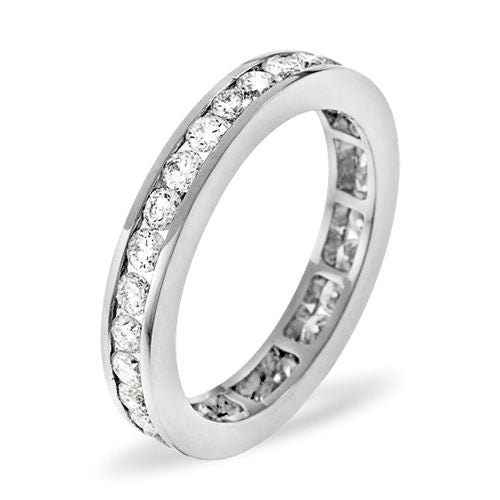 Platinum Channel Set Full Eternity Ring Natural Diamond 1.50ct G VS