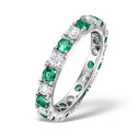 Platinum Claw Set Full Eternity Ring Natural Diamond Emerald 0.70ct VS
