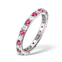 Platinum Claw Set Full Eternity Ring Natural Diamond Ruby 0.80ct VS