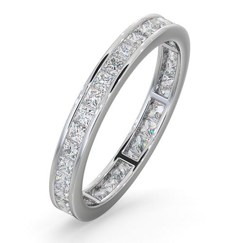 Platinum Channel Set Princess Cut Full Eternity Ring Natural Diamond 1.50ct H Si