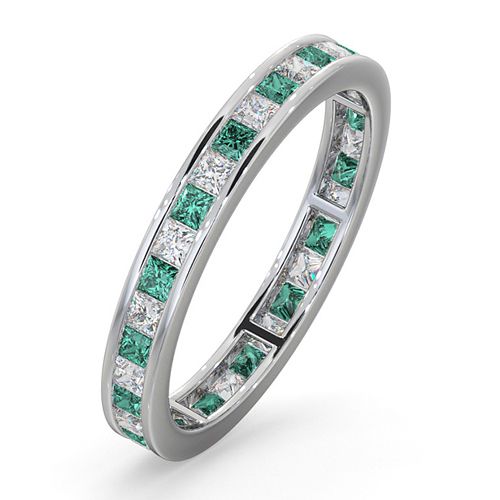 Platinum Channel Set Princess Cut Full Eternity Ring Natural Diamond 0.50ct Em 0.65ct H Si