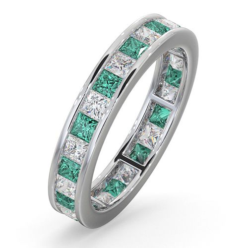 Platinum Channel Set Princess Cut Full Eternity Ring Natural Diamond 1.00ct Em 1.20ct G VS