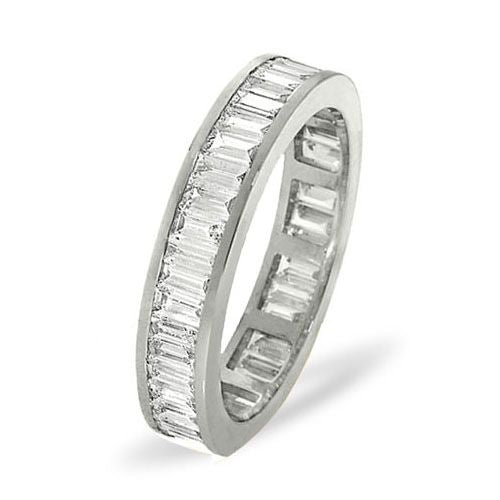 Platinum Channel Set Full Eternity Ring Baguette Natural Diamond 1.50ct G VS