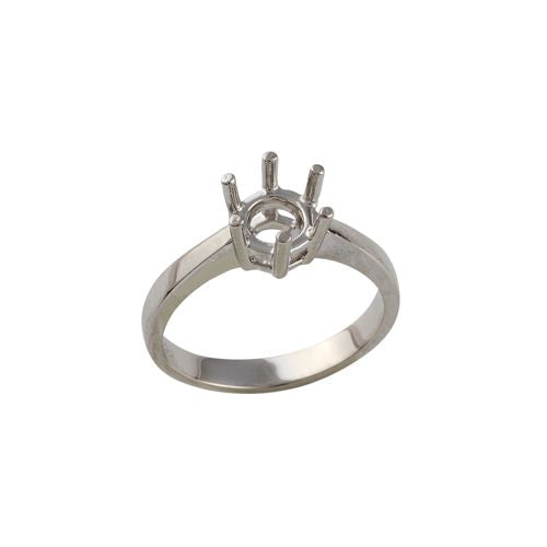 Platinum 0.70ct 6mm Round Solitaire 6 Claw Ring Mount