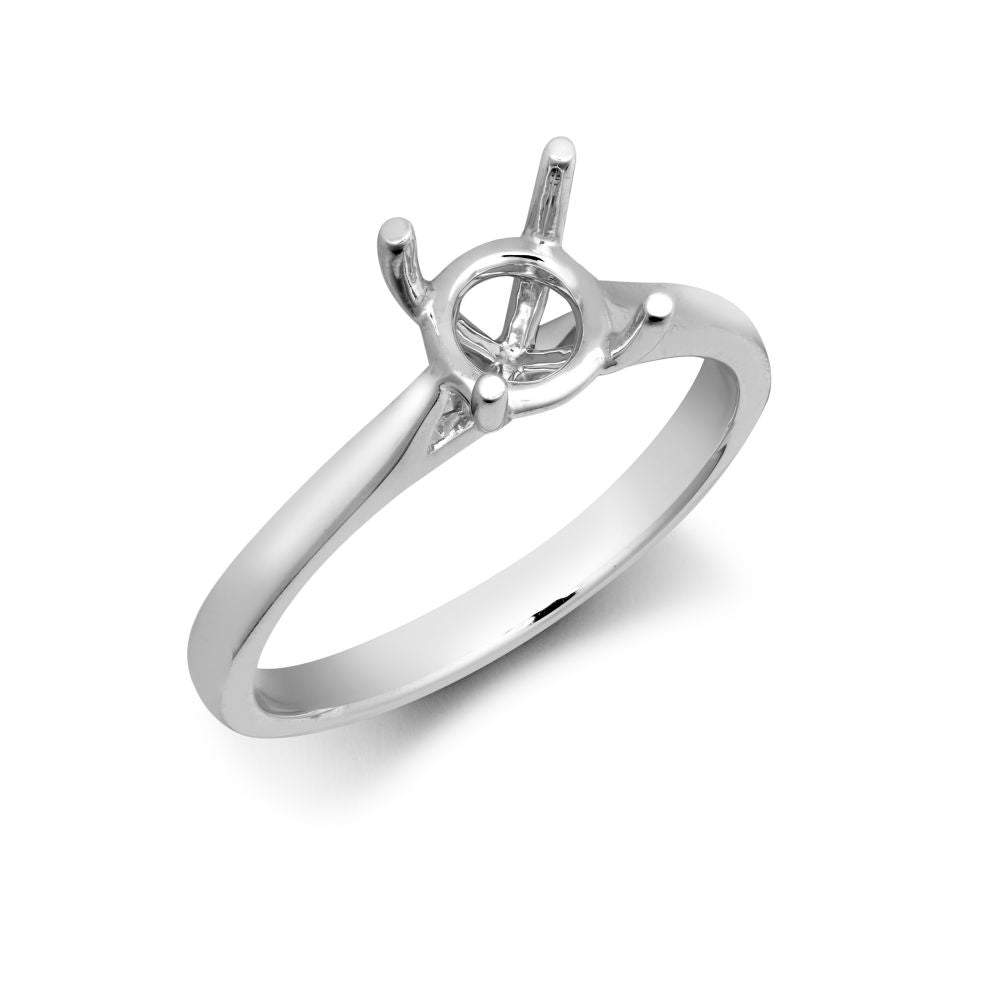 Platinum 1.00ct Round Solitaire 4 Claw Plain Wed-fit Ring Mount
