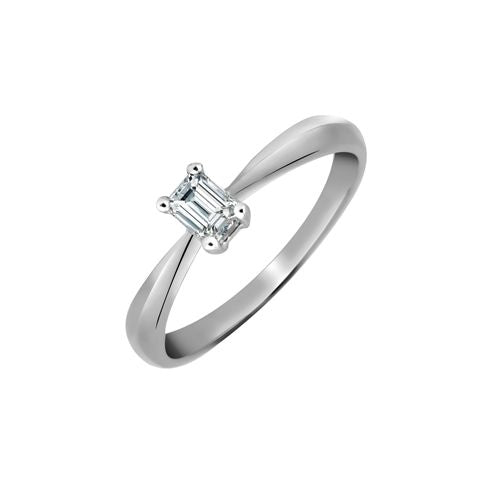 Platinum 25pts Emerald Cut Solitaire Natural Diamond Ring