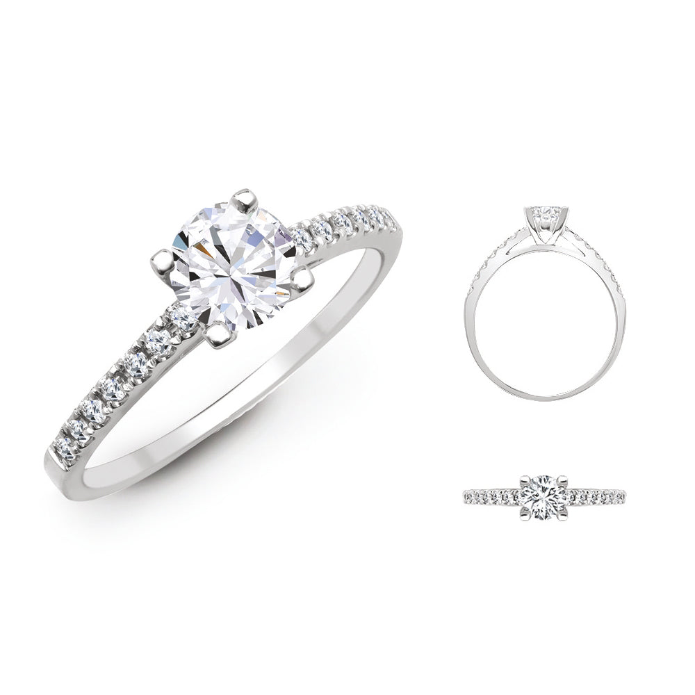 Lab 950 Platinum 0.17ct Diamond Semi Set Ring - Holds 1.00ct