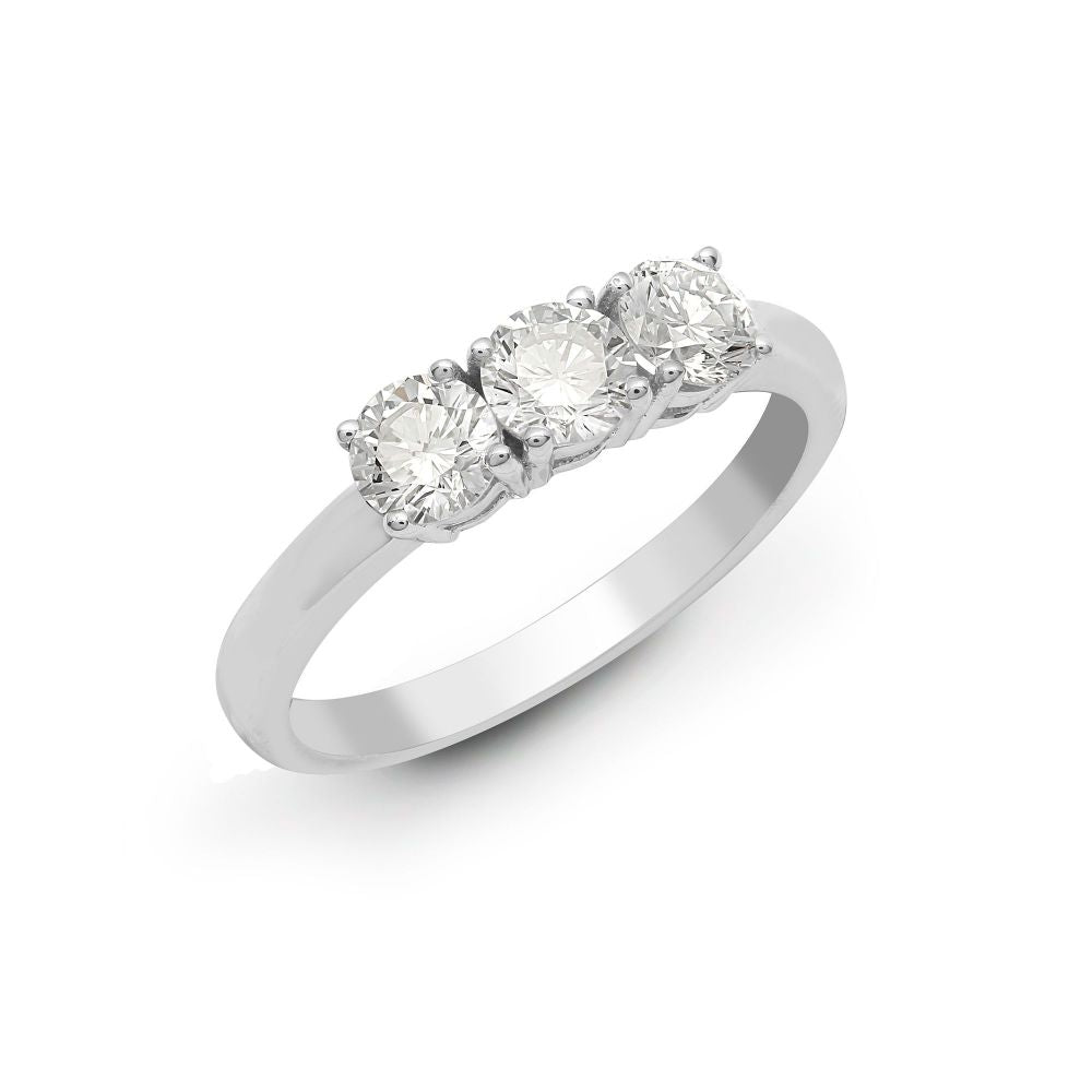 950 Platinum 0.25ct Natural Diamond Claw Set Trilogy Ring