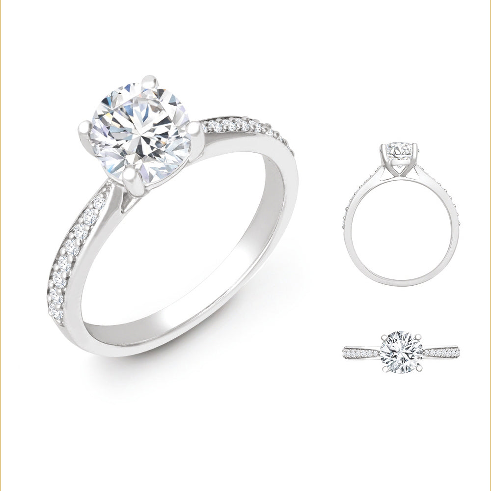 950 Platinum Gold 0.14ct Natural Diamond Pav?-set Wed-fit Ring Mount + 0.70ct Diamond