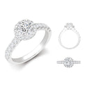 Lab 950 Platinum Gold 0.37ct Diamond Micro-set Halo and Shoulders Wed-fit Ring Mount + Diamond