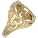 Yellow Gold (Full) Square Top ID Sides Sovereign Ring