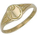 Yellow Gold Baby Engraved Oval Signet Ring