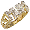 Yellow Gold Cubic Zirconia ID Sides Mum Ring