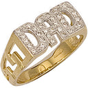 Yellow Gold Cubic Zirconia ID Sides Dad Ring