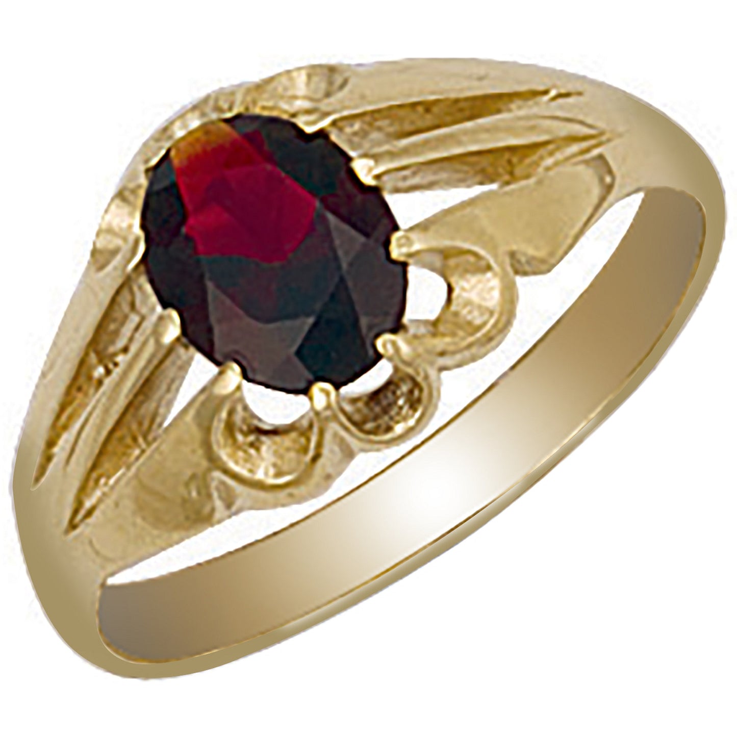 Yellow Gold Garnet Gipsy Ring - 9ct Gold