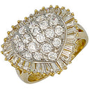 Yellow Gold Cubic Zirconia Heart Cluster Ring