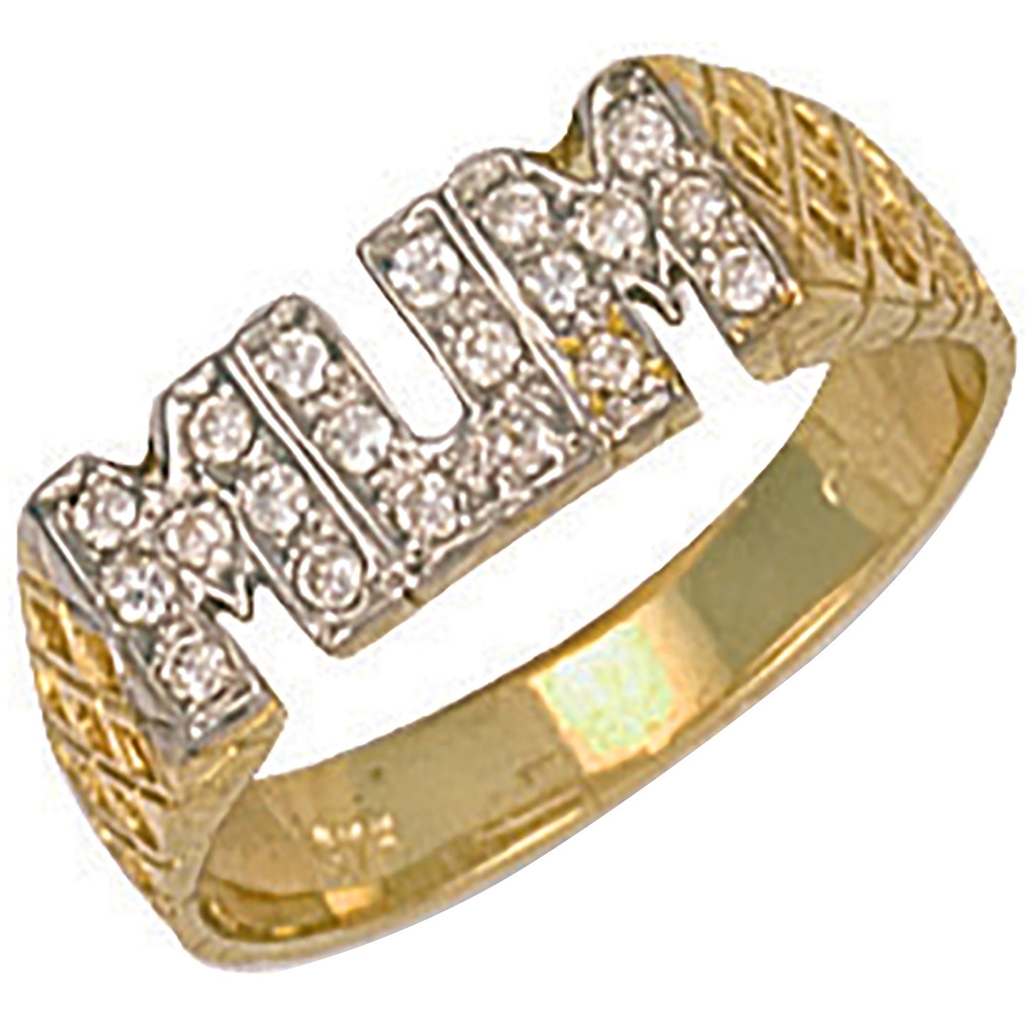 Yellow Gold Cubic Zirconia Basket Sides Mum Ring - 9ct Gold