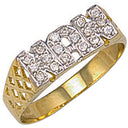 Yellow Gold Cubic Zirconia Basket Sides NAN Ring