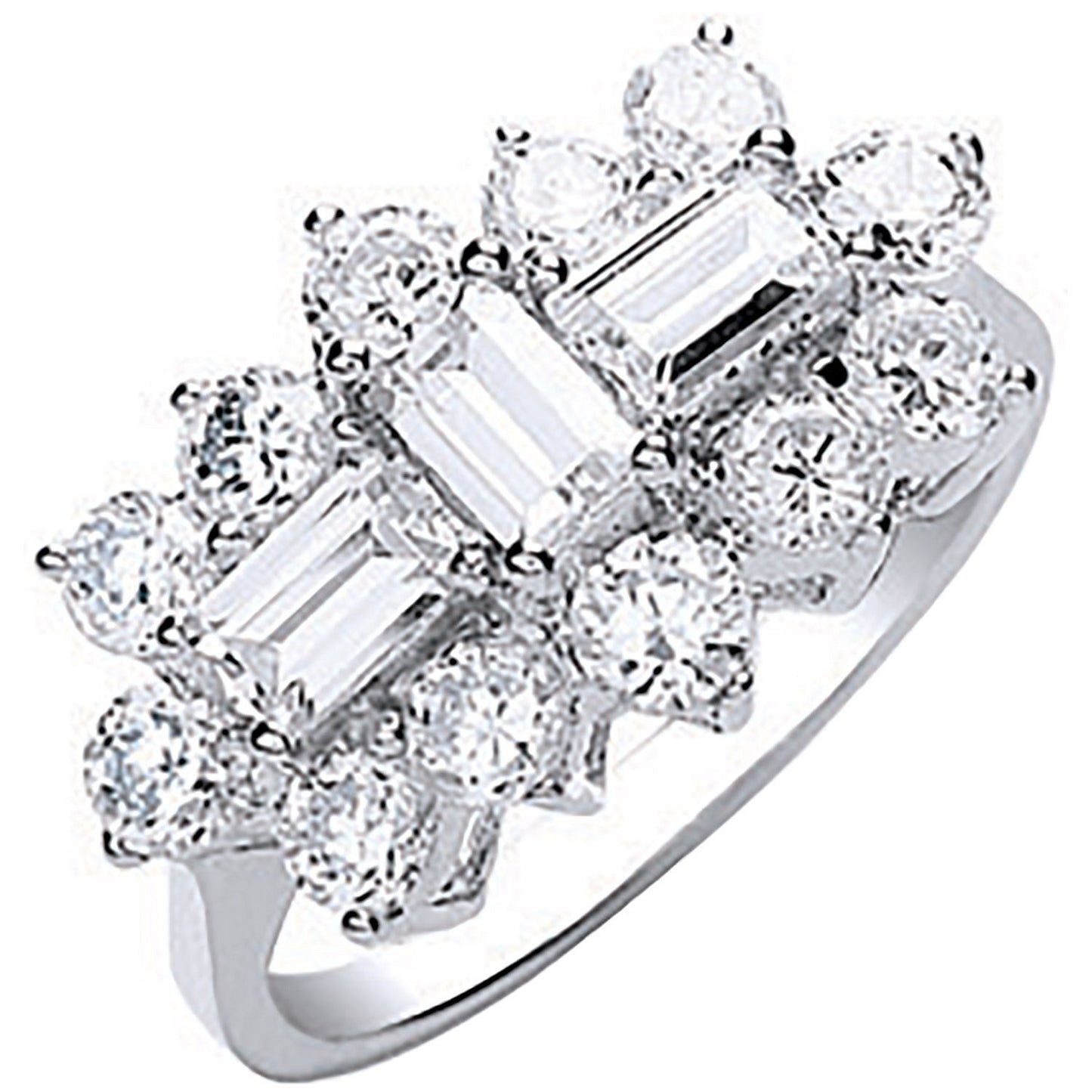 White Gold Cubic Zirconia Boat Ring - 9ct Gold