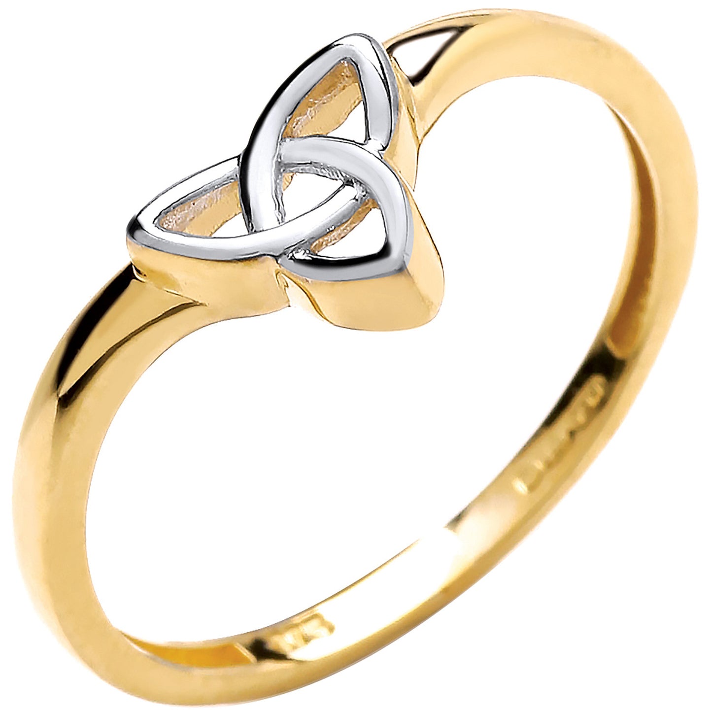 2 Colour Yellow/White Wishbone Style Celtic Ring - 9ct Gold
