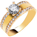 Yellow Gold with Two Rows of Cubic Zirconia's Engagement Ring