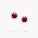 Icon Round Ruby and Diamond Stud Earrings White Gold