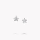 Wild Flower Petite Pavé Diamond Stud Earrings White Gold | RGE1816