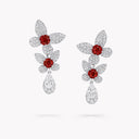 Pavé Butterfly Ruby and Diamond Drop Earrings White Gold