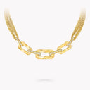 Signature Pavé Diamond Mesh Chain Necklace Yellow Gold