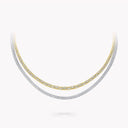 Faceted Double-Strand Chain Necklace Yellow Gold and White Gold