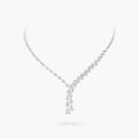 Pear Shape and Round Diamond Crossover Necklace White Gold