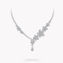 White Gold Diamond Drop Necklace with Pavé Flowers | RGN760