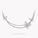 Butterfly Silhouette Diamond Double Row Necklace White Gold