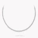 White Oval Diamond Graduated Line Necklace White Gold