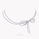 Tilda's Bow Diamond Double Strand Necklace White Gold
