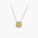Icon Cushion Cut Yellow Diamond Pendant in White and Yellow Gold | RGP845