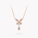 Butterfly Pavé Diamond Drop Pendant Rose Gold