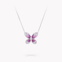 Butterfly Ruby Pink Sapphire and Diamond Mini Pendant White Gold
