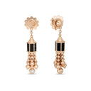 Art Deco Earrings in 18kt Rose Gold with Black Jade and Diamonds