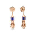 Art Deco Earrings in 18kt Rose Gold with Lapis and Diamonds